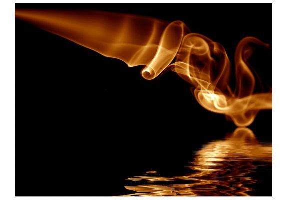 Fototapeta - Pomarańczowy abstrakcyjny dym na czarnym tle