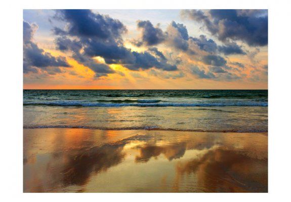 Fototapeta - Kolorowy zachód słońca nad morzem