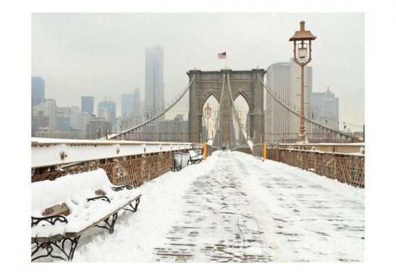 Fototapeta - Nowojorski most pokryty śniegiem