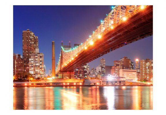Fototapeta - Fiery Brooklyn Bridge