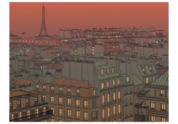 Fototapeta - Wieczorna zorza nad Paryżem