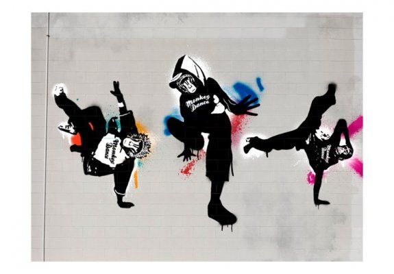 Fototapeta - Monkey dance - street art