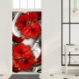 Fototapeta na drzwi - Tapeta na drzwi - Abstrakcja i czerwone kwiaty