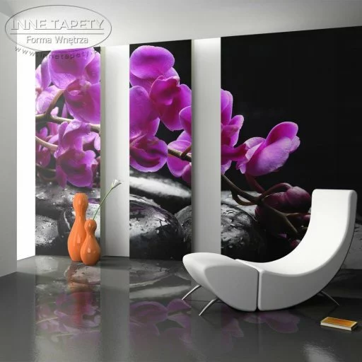 Fototapeta - Chwila relaksu : orchidea i kamienie zen