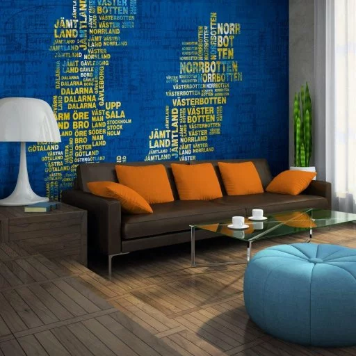 Fototapeta - Text map of Sweden (yellow color)