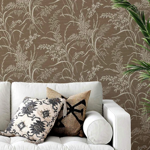 Tapeta GRANDECO A84304 TRAWY KŁOSY BOHO BRĄZ