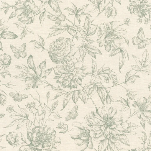 Tapeta RASCH 793925 KWIATY VINTAGE PŁÓTNO