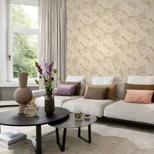 Tapeta RASCH 720556 BEŻOWE LIŚCIE