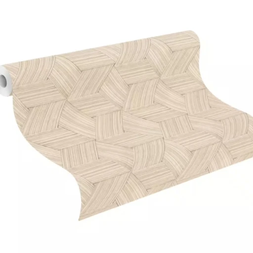 Tapeta RASCH 865523 GEOMETRYCZNA 3D PLECIONKA DESKA